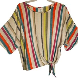 Time&Tru women's XL striped print oversized packable pullover top. 5054